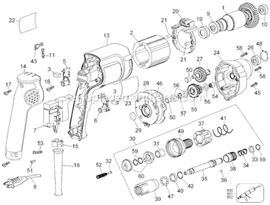 Part Location Diagram of 176647-00SV DeWALT Spindle and Gear